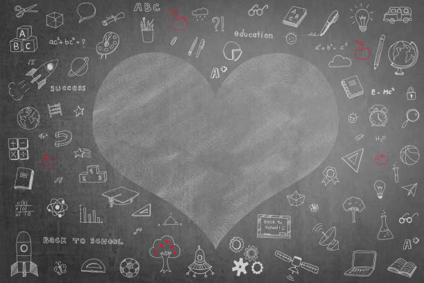 istock Doodle freehand white chalk drawing on black chalkboard for Educational concept 1160865569