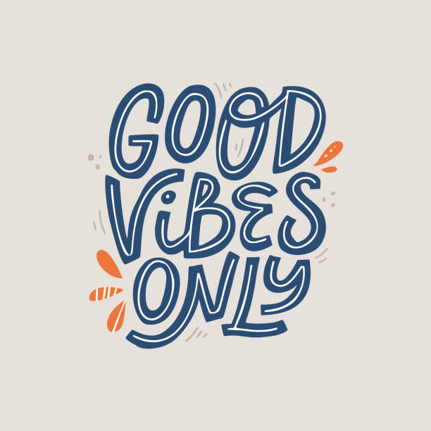 Good vibes only scandinavian style vector lettering Good vibes only scandinavian style lettering. Positive thinking, relaxation quote, phrase. Stylized motivational hand drawn inscription. T shirt print, poster isolated design element thinking of you card stock illustrations