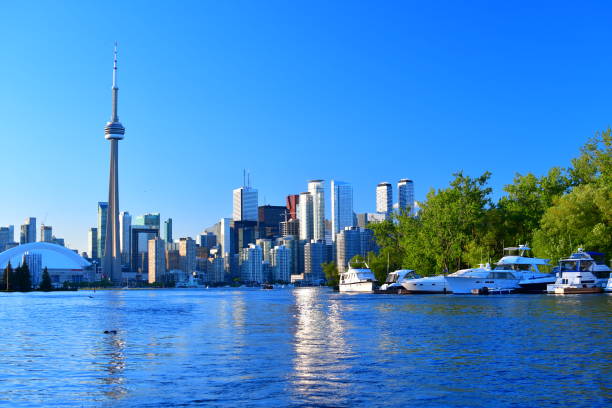 istock Skyline of Toronto, Canada at twilight as seen from the harbor 1160865644