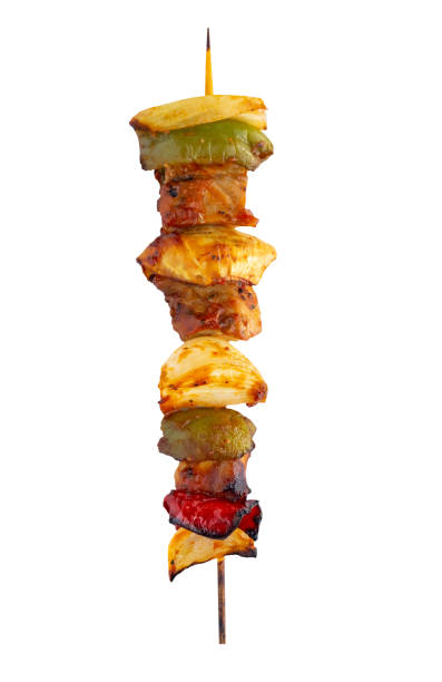 istock Grilled pork skewer and vegetables barbecue isolated on white background 1160865660