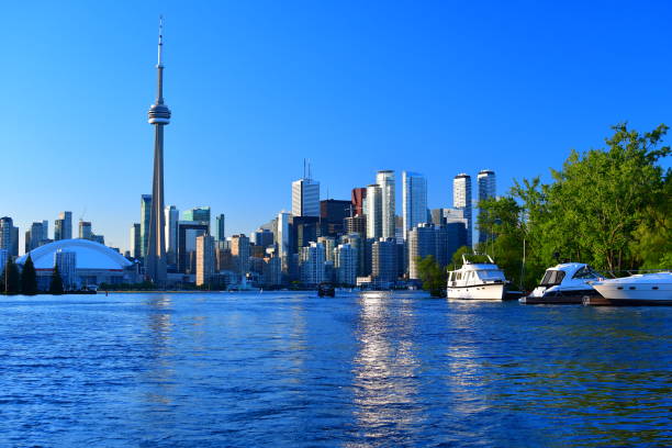 istock Skyline of Toronto, Canada at twilight as seen from the harbor 1160865882