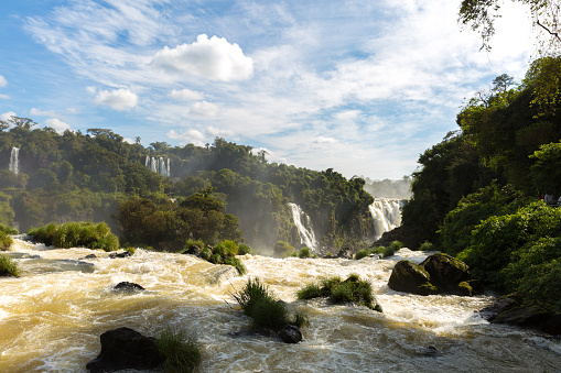 Iguazu falls between Brazil and Argentina border