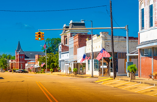 Downtown shops in Union Springs, Alabama.