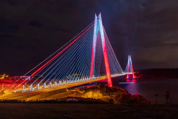 Yavuz Sultan Selim Bridge in Istanbul, Turkey. 3rd Bosphorus Bridge and Northern Marmara Motorway.