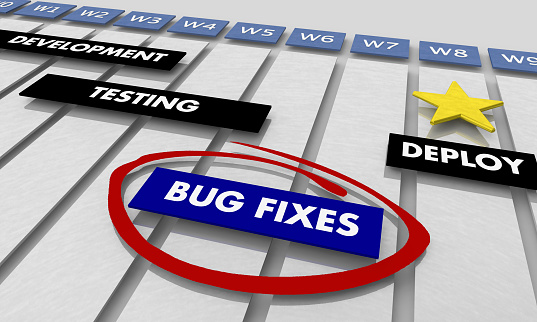 Bug Fixes Development Stage Timeline Gantt Chart 3d Illustration