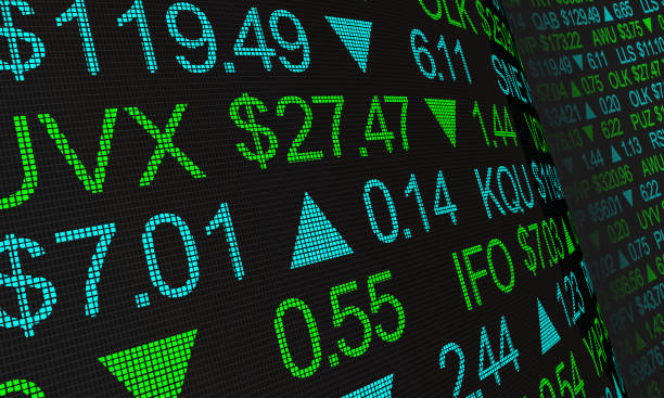 istock Stock Market Tilted Scroll Ticker Wall 3d Illustration 1160879620