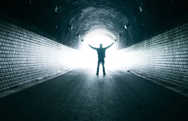 Freedom light in tunnel stock photo