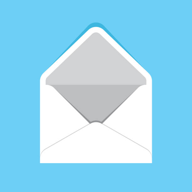 Envelope Open Vector illustration of an open envelope against a blue background in flat style. envelope stock illustrations