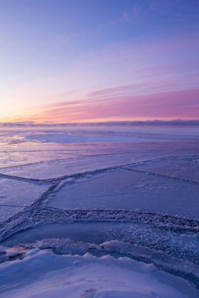 Winter ice of Lake Superior stock photo