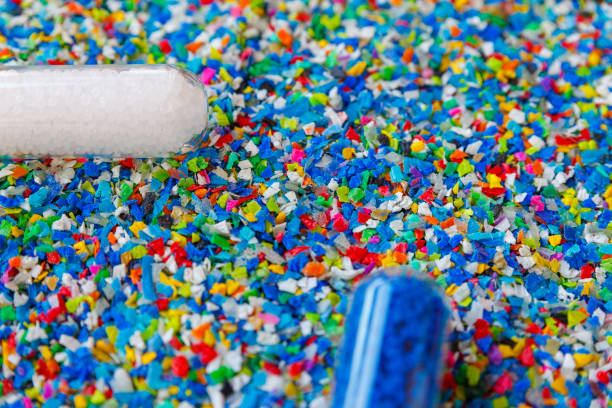 istock Crushed plastic granules for recycling.  Plastic crusher. Recycled plastic with mixed colors. The concept of recycled plastic used 1160886566