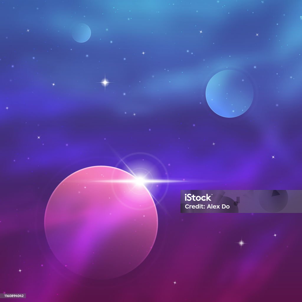 Abstract Space Shape Space Background With Abstract Shape And Planets Stock Illustration ...