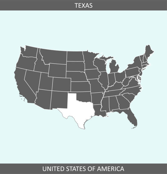 Texas USA map states The map is accurately prepared by a map expert. beaumont tx stock illustrations