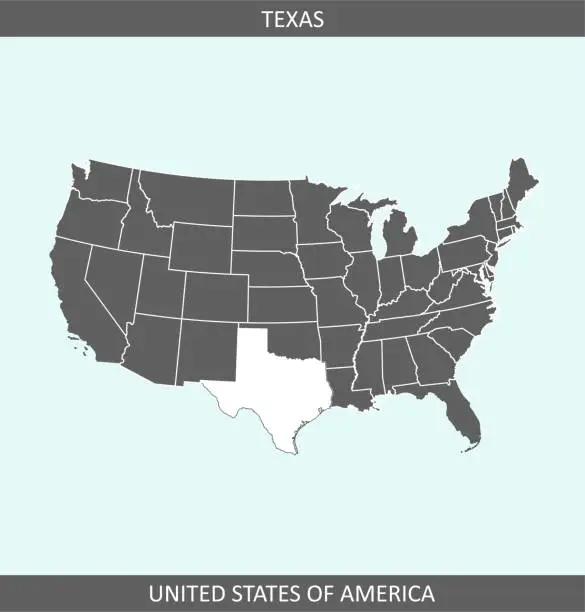 Vector illustration of Texas USA map states
