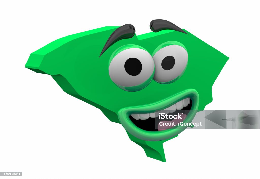South Carolina State Map Eyes Mouth Funny Cartoon Face 3d Illustration  Stock Photo - Download Image Now - iStock