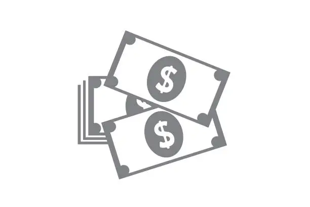 Vector illustration of Vector black and white dollar