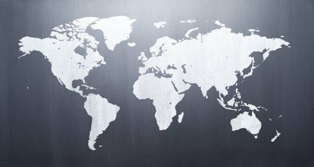 칠판에 분필로 그려진 세계지도. - photography chalk blackboard globe 뉴스 사진 이미지