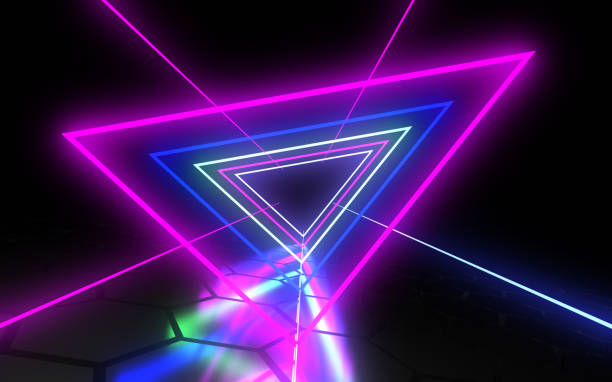 istock 3D  abstract tunnel with neon lights. 1160900697
