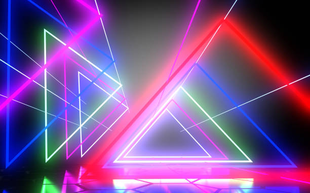 istock 3D  abstract tunnel with neon lights. 1160900703
