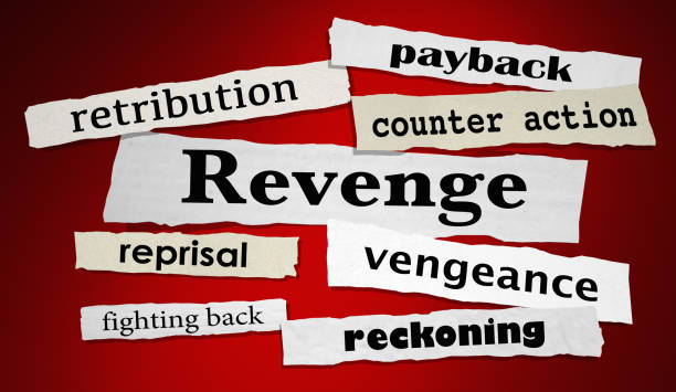 revenge newspaper headlines vengeance retribution 3d ilustración - venganza fotografías e imágenes de stock