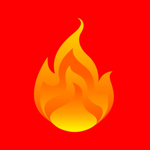 istock flame, fireball isolated on red background, fire burn symbol, flames icon, flaming logo, bonfire blaze illustration, icon fireball flat for info graphic design, hot symbol for website 1160906479