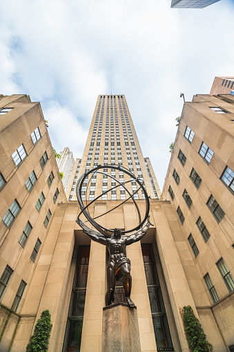 Rockefeller Center and statue of Atlas. Fifth Avenue, New York City, May 28, 2019