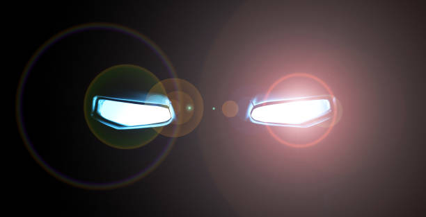 istock Abstract a robot Glowing eyes in in the dark 1160913044
