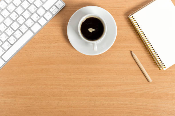 istock working place at wooden desktop with coffee 1160914454