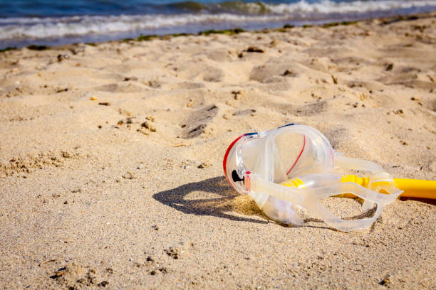 istock Snorkel and mask for diving on the sandy beach 1160915397