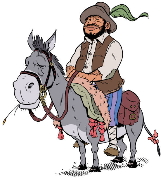 Sancho Panza on White Cartoon illustration of Sancho Panza isolated on white background. don quixote stock illustrations