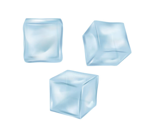 ilustraciones, imágenes clip art, dibujos animados e iconos de stock de conjunto realista de cubos de hielo sólido azul detallado 3d. vector - blue transparent cold cube