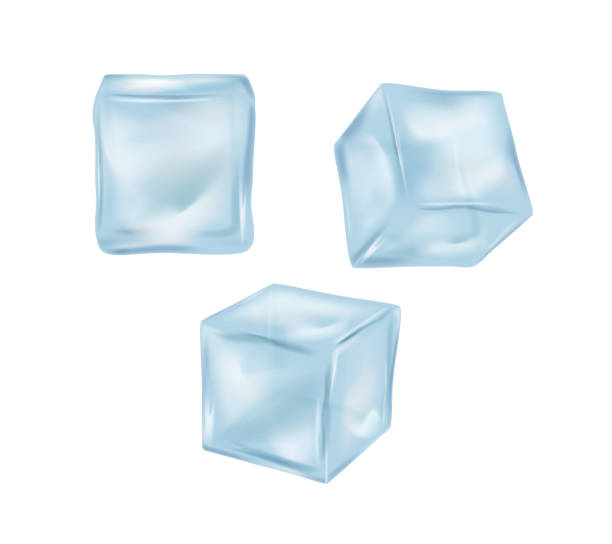 realistyczny 3d szczegółowy niebieski solid ice cubes zestaw. wektor - blue interface icons three dimensional shape digitally generated image stock illustrations