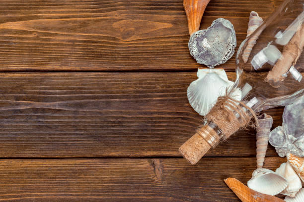 istock Beach accessories on wooden board 1160922409
