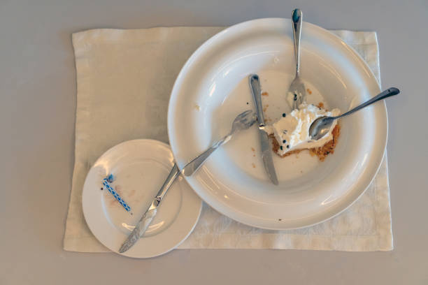 istock Leftover cake on a dirty plate. The holiday is over. 1160923888