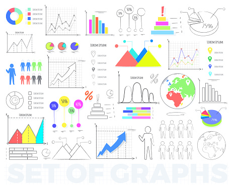 Round Interactive Chart Bright Charts And Round Diagrams Illustrations Set Stock Illustration ...