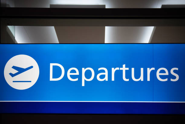 Airport, Signage, Departure Gate - Lighted Signage Stating “Departures”