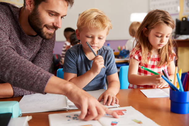 istock Elementary School Teacher Helping Pupils As They Work At Desk In Classroom 1160927388