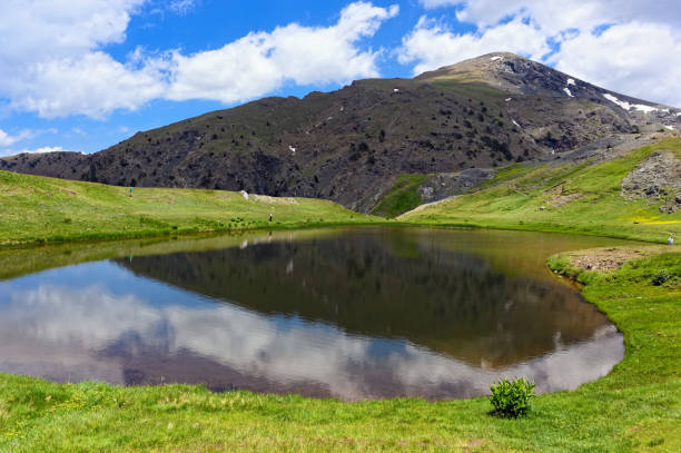 View of the so-called Dragon Lake or Drakolimni near the summit of Mount Smolikas in Epirus, Greece