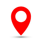 istock Thin out line red pin location gps icon. Geometric marker flat shape element. Abstract EPS 10 point illustration. Concept vector sign. 1160934392