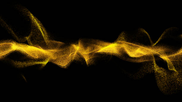 istock Luxury golden glitter shiny wave flow light in space background, 3D rendering for stage show presentation screen projector. 1160936091