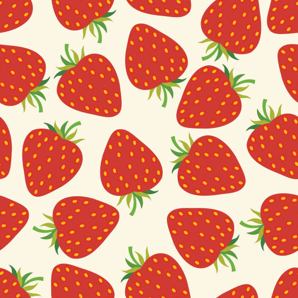 stockillustraties, clipart, cartoons en iconen met aardbei naadloze patroon. - strawberry