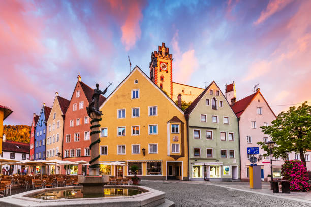 Fussen, Germany. Fussen, Germany. Old townscape at sunset. fussen stock pictures, royalty-free photos & images