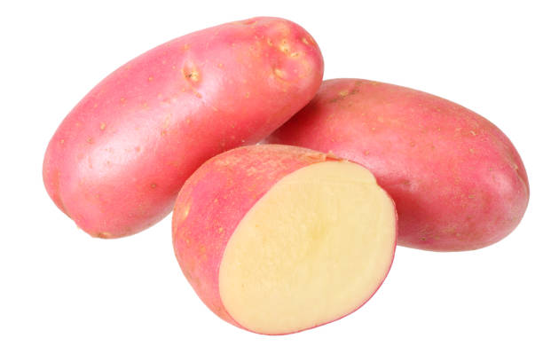 istock Raw red potato isolated on white background 1160939012