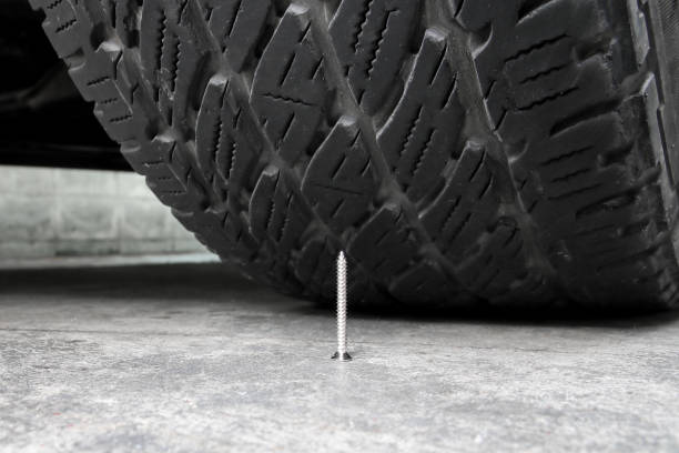 Screw trap was placed under the car tire