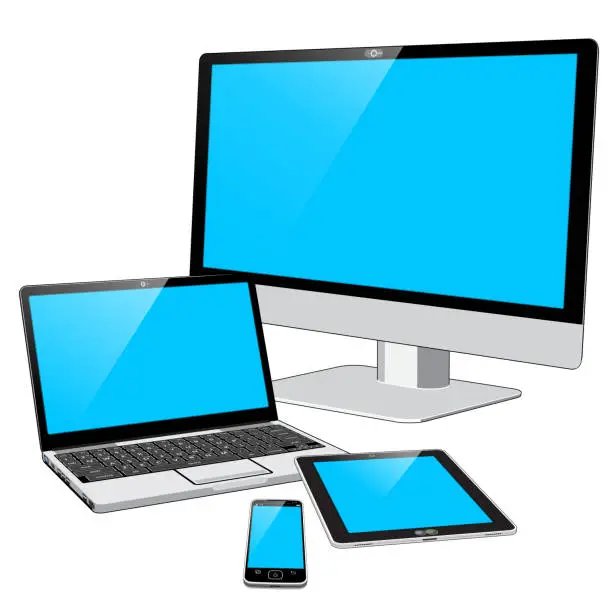 Vector illustration of 4 Connected Devices