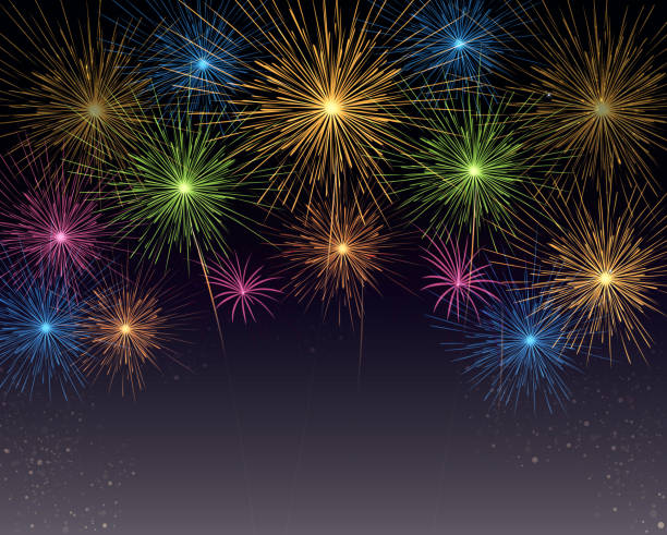 ilustrações, clipart, desenhos animados e ícones de fundo de fogos de artifício - silhouette abstract backgrounds design