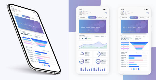 online banking mobile apps ui, ux, gui-set mit wallet, einkaufen, mein konto, fondsüberweisung, rechnungszahlung, produktdetails. mobile banking-schnittstelle vektorvorlage. online-zahlung. e-payment-bildschirm - food currency breakfast business stock-grafiken, -clipart, -cartoons und -symbole