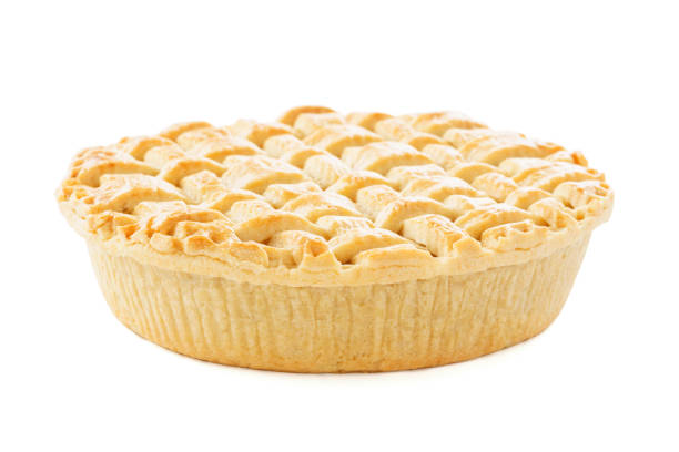 istock Homemade apple pie with lattice top on white background. 1160947454