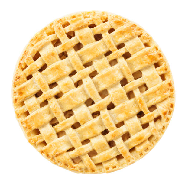 tarte aux pommes maison savoureuse d'isolement sur le fond blanc. - apple pie baked pastry crust apple photos et images de collection
