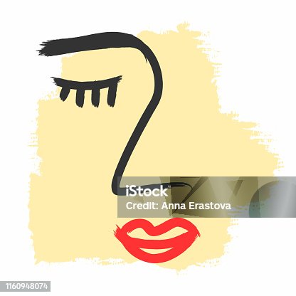 istock Abstract sketch of woman's face. Paint, ink, watercolour. Vector illustration. 1160948074