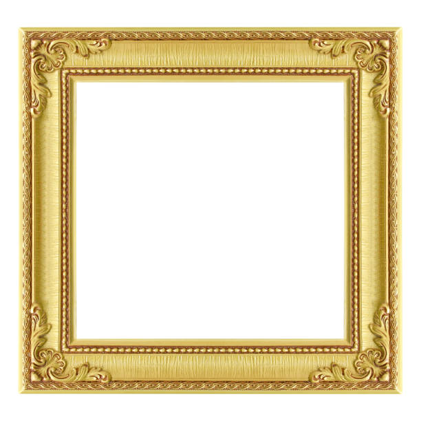 白い背景にアンティークゴールドフレーム - picture frame frame gold gilded ストックフォトと画像